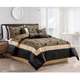 thumbnail image 1 of Lanco Black Flower Faux Silk 7 Piece Comforter Set, Bronze, California King, Leaves, 100% Polyester & Fill, 1 of 8