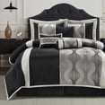 thumbnail image 1 of Lanco Black and Silver Comforter Set King Size, 7 Pieces Bedding & Collection, Jacquard All Season Comforter & Pillows, Ultra-Soft Microfiber, 1 of 8