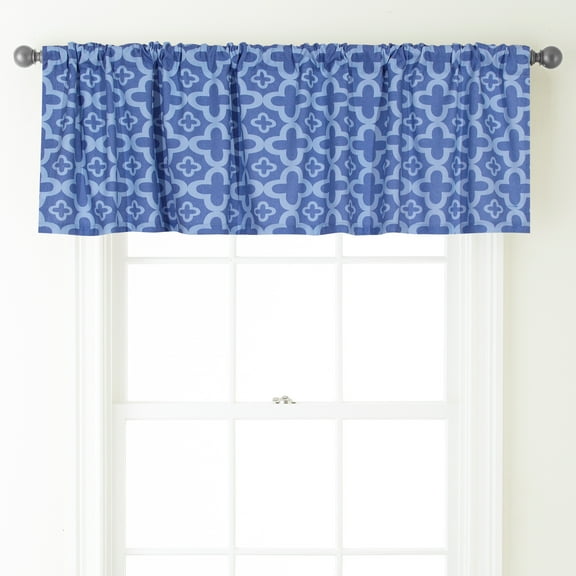Lanco Bliss Semi-Sheer Window Curtain Valance with Rod Pocket Top, Blue, 54 x 18"