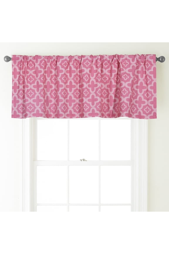 Bliss Semi-Sheer Window Curtain Valance with Rod Pocket Top, Pink, 54 x 18"