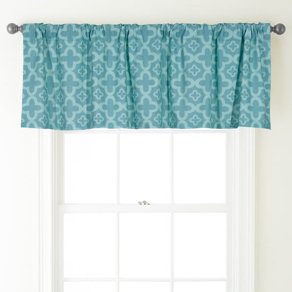Lanco Bliss Semi-Sheer Window Curtain Valance with Rod Pocket Top, Turquoise, 54 x 18"