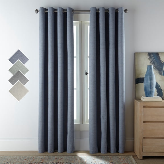 Lanco Blue Blackout Curtain 84 Inches Long , Set of 2 Panels , 52x84 Inch , Room Darkening Curtains for Living Room , Grommet Curtains