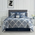 thumbnail image 1 of Lanco Blue Comforter Set Queen Size , Clip Jacquard Bedding Set , 10 Piece , Damask All Season Comforter, 1 of 7