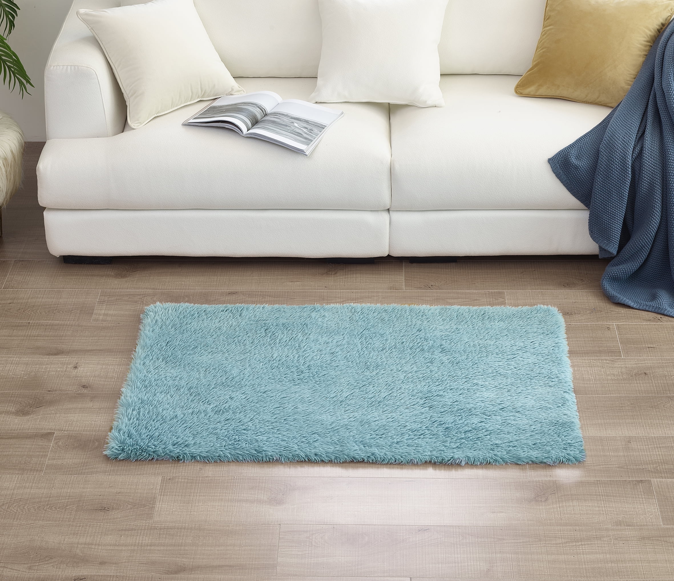 Lanco Blue Faux Alpaca Rug , Size 30"x 46" , Premium Ultra Soft Rug for Living Room Bedroom