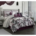 thumbnail image 1 of Lanco Brielle Floral 7 Piece Comforter Bedding Set, Purple, Queen, Fill 100% Polyester, Leaves, 1 of 7