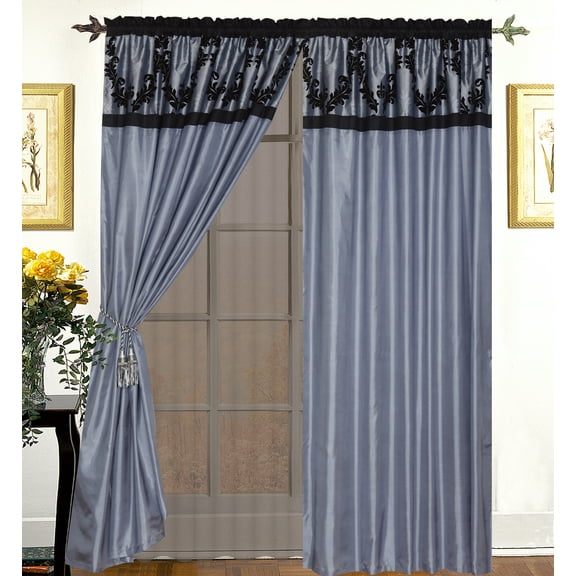 Lanco Carla Room Darkening Window Curtain Panel with Rod Pocket Top, Grey, 54 x 84 + 18" (Set of 2)