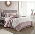 thumbnail image 1 of Lanco Carol Geometric 7-Piece Reversible Comforter Set, King, Blush, Fill Polyester, Floral, 1 of 6