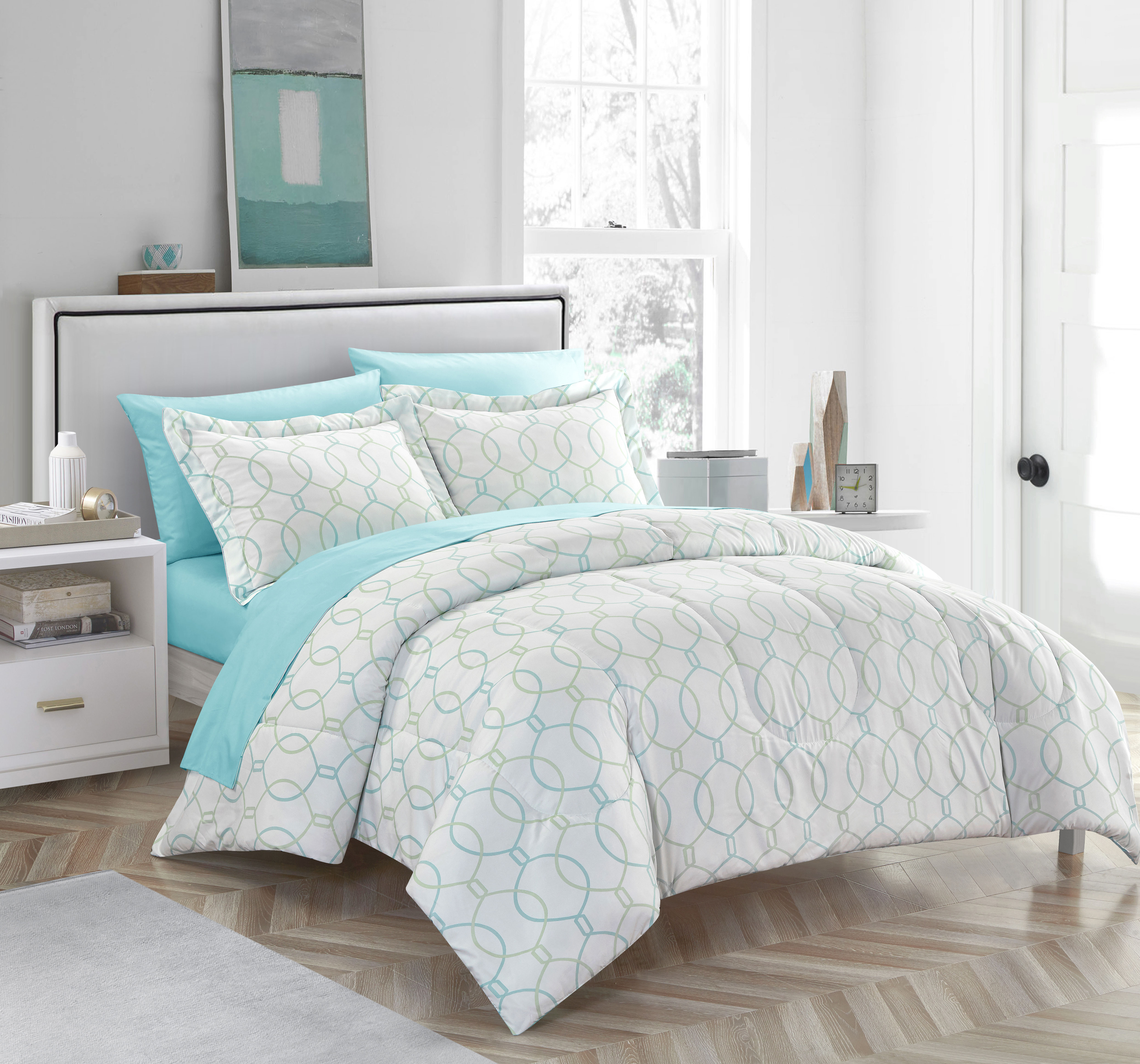 My Room Tie Dye Full 7 Piece Bed in a Bag Bedding Set, Polyester, Plum