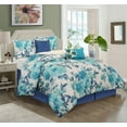 thumbnail image 1 of Lanco Charlotte Floral 6-Piece Comforter Set, Blue, King, 100% Polyester Fill, 1 of 5