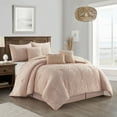 thumbnail image 1 of Lanco Chevron Shabby Chic 7 Piece Comforter Set Blush, Bed Size Queen, 100% Polyester Fill, 1 of 6