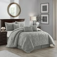 thumbnail image 1 of Lanco Chevron Shabby Chic 7 Piece Comforter Set Grey, Bed Size Queen, 100% Polyester Fill, 1 of 6