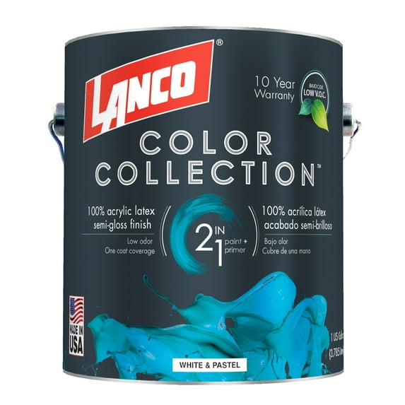 Lanco Color Collection Semi-Gloss Interior/Exterior Paint and Primer, 2 in 1 Tint Base, 1 Gallon