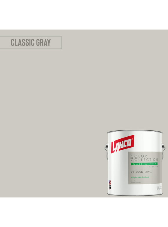 Lanco Color Collection Flat Interior Wall & Trim Paint, Classic Gray, 1 Gallon