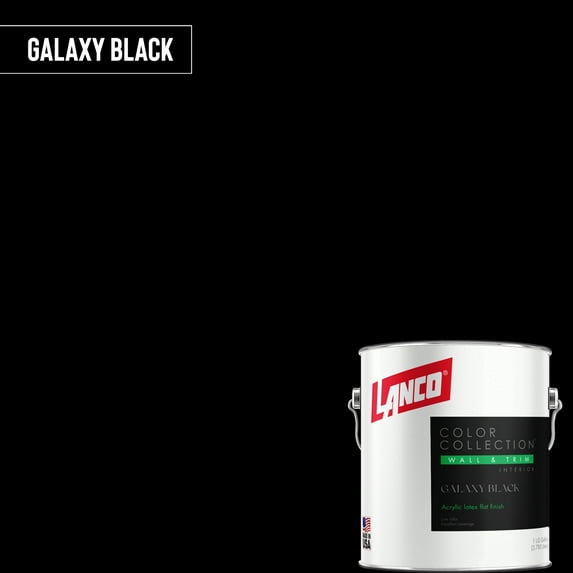 Lanco Color Collection Flat Interior Wall & Trim Paint, Galaxy Black , 1 Gallon