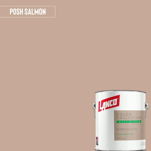 Lanco Color Collection Flat Interior Wall & Trim Paint, Posh Salmon (Pink), 1 Gallon