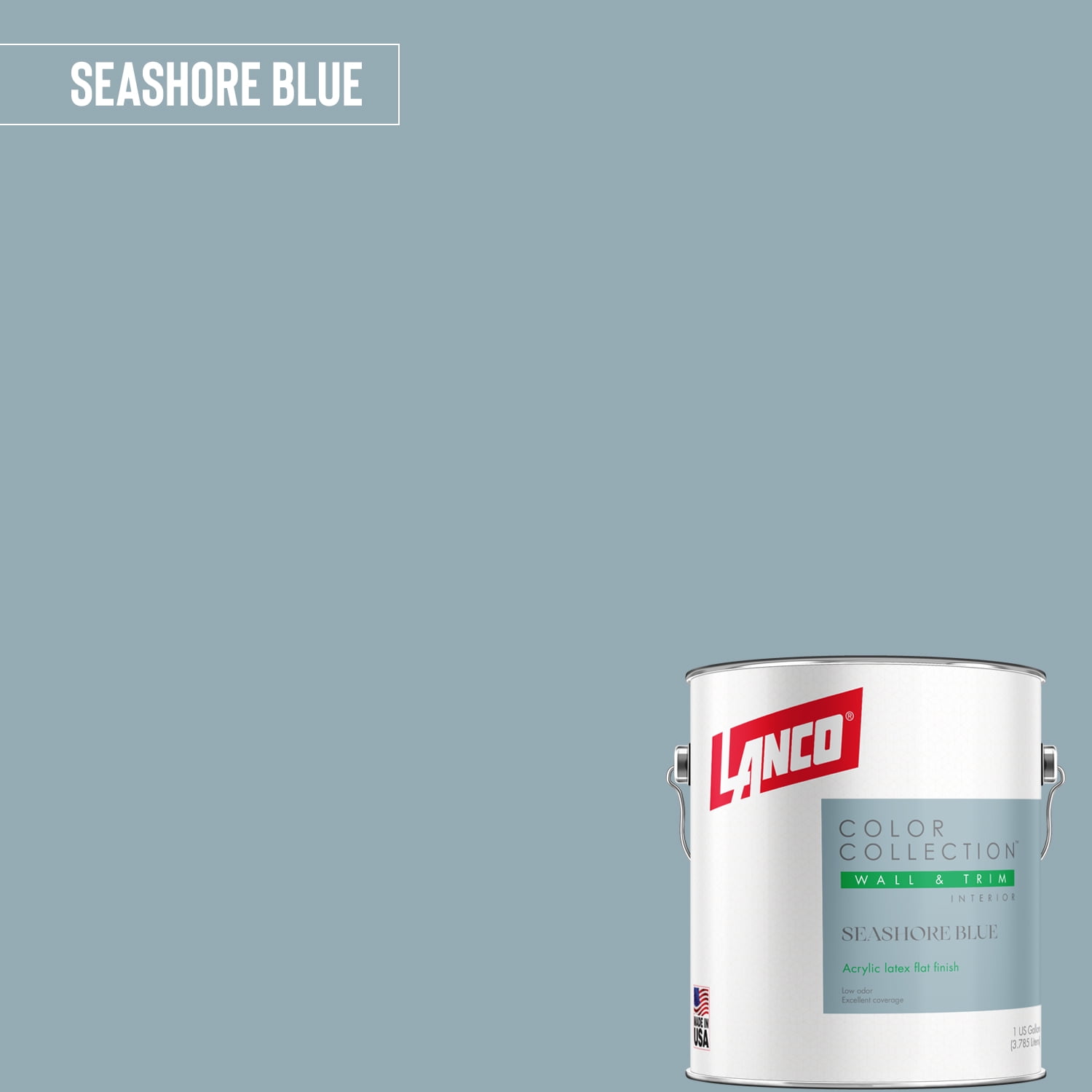 Lanco Color Collection Flat Interior Wall & Trim Paint, Seashore Blue
