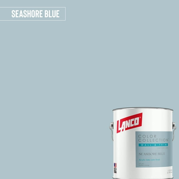 Lanco Color Collection Satin Interior Wall & Trim Paint, Seashore Blue, 1 Gallon