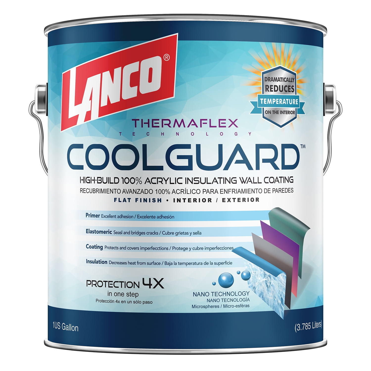 Lanco Cool Guard, Flat Interior & Exterior Wall & Trim Paint, Tint Base, 1 Gallon