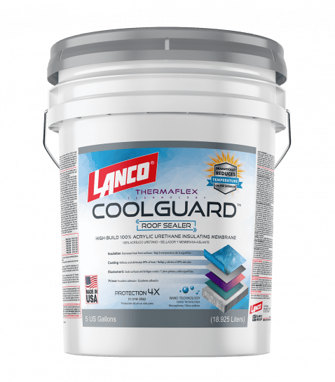 Lanco Coolguard, White Elastomeric Roof Coating, 5 Gal