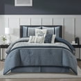thumbnail image 1 of Lanco Cypress Paisley 7 Piece Queen Comforter Set, Navy, Paisley, 100% Polyester & Fill, 1 of 7