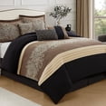 thumbnail image 1 of Lanco Damask Black/Gold Comforter King Set , 7 Piece , Ultra Soft , Premium Microfiber , Pillow Shams Bedskirt, 100% Polyester, 1 of 7