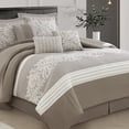 thumbnail image 1 of Lanco Damask Soft Ivory/Beige 7-Piece Comforter Set, Queen Size, Fill Polyester, Jacquard, 1 of 7