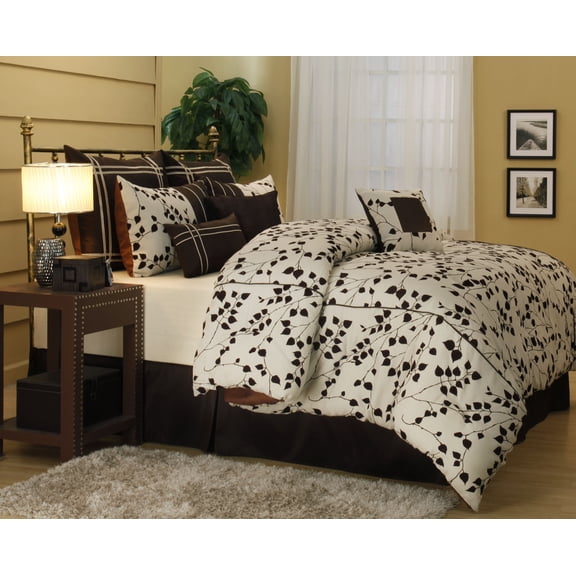 Lanco Drew 7-Piece Comforter Set, Taupe, Full