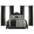thumbnail image 1 of Lanco Elegant 15-Pieces Black Silver Striped Comforter Bedding Sets, California King, 1 of 8