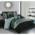 thumbnail image 1 of Lanco Evander Striped 6 Piece Comforter Set Black/Blue, Bed Size Queen, 100% Polyester Fill, 1 of 8