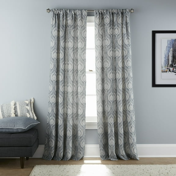 Lanco Evelyn Rod Pocket Single Window Curtain Panel, Rod Pocket, 1.5", Semi-Sheer, Grey, 50 x 84"
