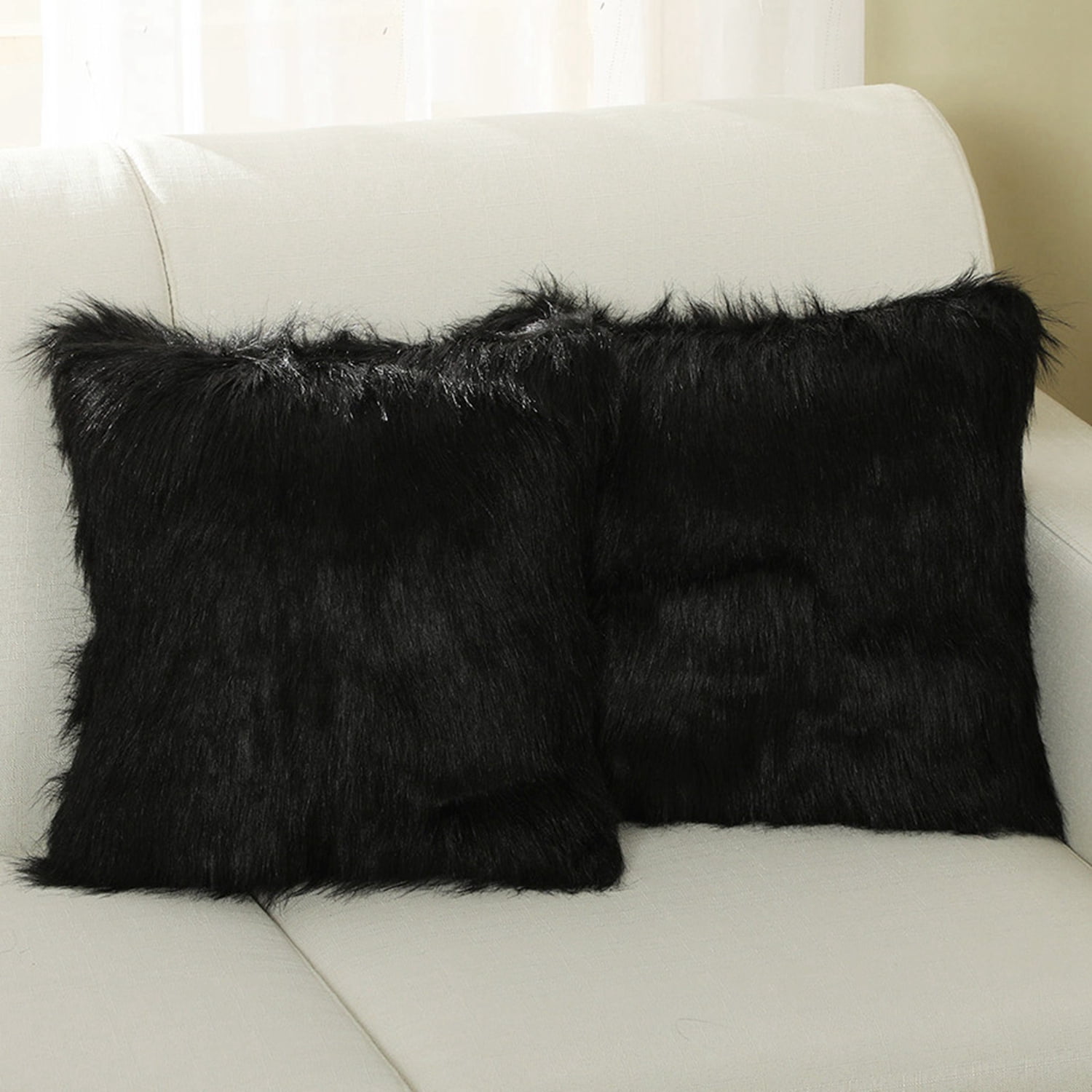 Lanco Faux Fur Fluffy Throw Pillow Covers, Soft Shaggy Plush