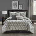 thumbnail image 1 of Lanco Fern 7 Piece Comforter Set Taupe, Bed Size Queen, Leaves, Ultra Soft，Fill Polyester, Leaves, 1 of 8