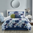 thumbnail image 1 of Lanco Floral Blue 7 Piece Comforter Set Blue/Purple, Bed Size King, Fill Polyester, 1 of 7