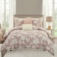 thumbnail image 1 of Lanco Floral Print 5 Piece Comforter Set, Blush, Queen, Floral, 100% Polyester & Fill, 1 of 5