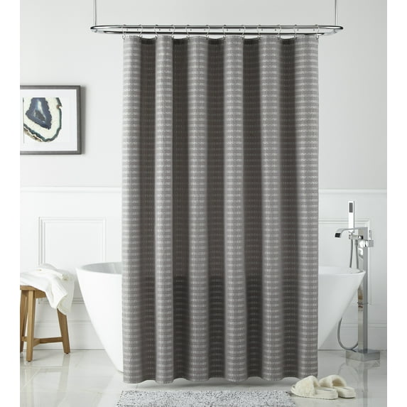 Lanco Floydell Horizontal Striped Buttonhole Top Shower Curtain, Brown, Size 70 x 72", 100% Polyester