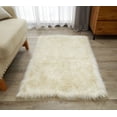 thumbnail image 1 of Lanco Fluffy Sheepskin Faux Fur Shag Area Rug, Gold, 30x46, 1 of 5