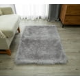 thumbnail image 1 of Lanco Fluffy Sheepskin Faux Fur Shag Area Rug, Grey, 30x46, 1 of 5