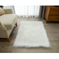 thumbnail image 1 of Lanco Fluffy Sheepskin Faux Fur Shag Area Rug, White, 30x46, 1 of 5