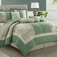 thumbnail image 1 of Lanco Green Comforter Set Queen Size, 7 Piece Jacquard Soft Bedding Set, All Season, Bedskirt, Pillows & Shams, 1 of 7