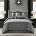 thumbnail image 1 of LANCO MODERN LIFESTYLE Grey Comforter Set Queen Size, Jacquard with Matching Solid Microfiber Piece Work, All Season Bedding Sets, 7 Pieces Home Décor, 1 of 7
