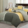 thumbnail image 1 of Lanco Grey Yellow Comforter Set King Size , 7 Piece Quilting Soft Bedding Set , All Season, 1 of 7