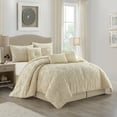 thumbnail image 1 of Lanco Honeycomb Shabby Chic 7 Piece Comforter Set, Taupe, Bed Size California King, Luxury, 1 of 7