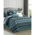 thumbnail image 1 of Lanco Jacquard 7 Piece Comforter Set, Blue, California King, Geometric, 100% Polyester & Fill, 1 of 7