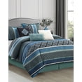 thumbnail image 1 of Lanco Jacquard 7 Piece Comforter Set, Blue, King, Geometric, 100% Polyester & Fill, 1 of 7