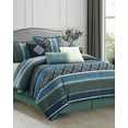 thumbnail image 1 of Lanco Jacquard 7 Piece Comforter Set, Jacquard, Blue, Queen, Geometric, 100% Polyester & Fill, 1 of 7
