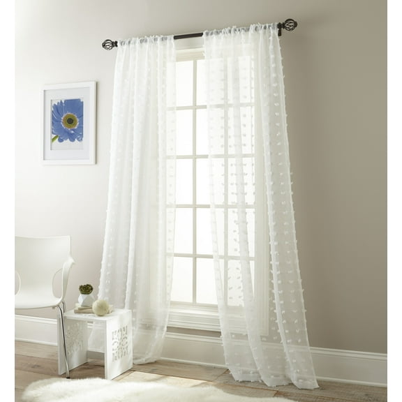 Lanco Katie Sheer Window Curtain Panel with Rod Pocket Top, White, 37 x 84" (Set of 2)