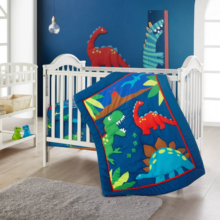Lanco Kingdom of Dinosaur 3 Piece Baby Nursery Crib Bedding Set