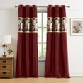thumbnail image 1 of Lanco Lined Jacquard Border Curtain Panels, Red Gold Curtains, Grommet Light Filtering Window Curtains for Bedroom, 2 Panels, 37Wx84L, 100% Polyester, 1 of 5