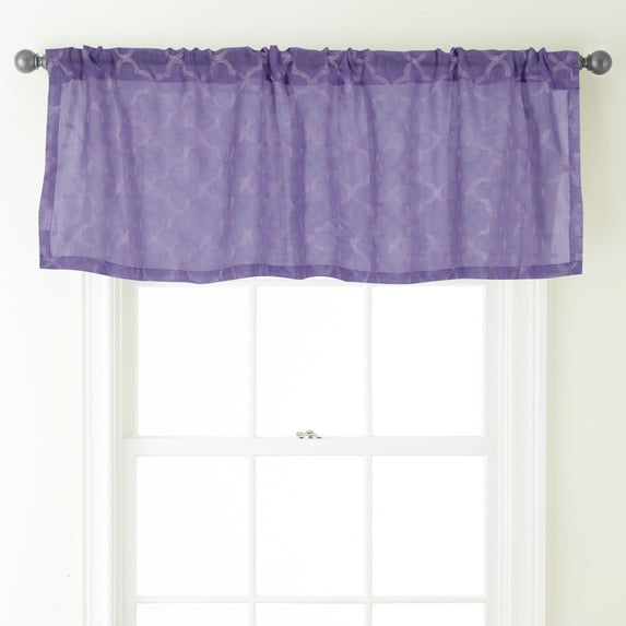 Lanco Luma Sheer Window Curtain Valance with Rod Pocket Top, Purple, 54 x 18"