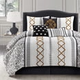 thumbnail image 1 of Lanco Luxury Black Gold Comforter Set Queen Size , 7 Piece Terry embroidery, All Season Bedding Set, 1 of 9